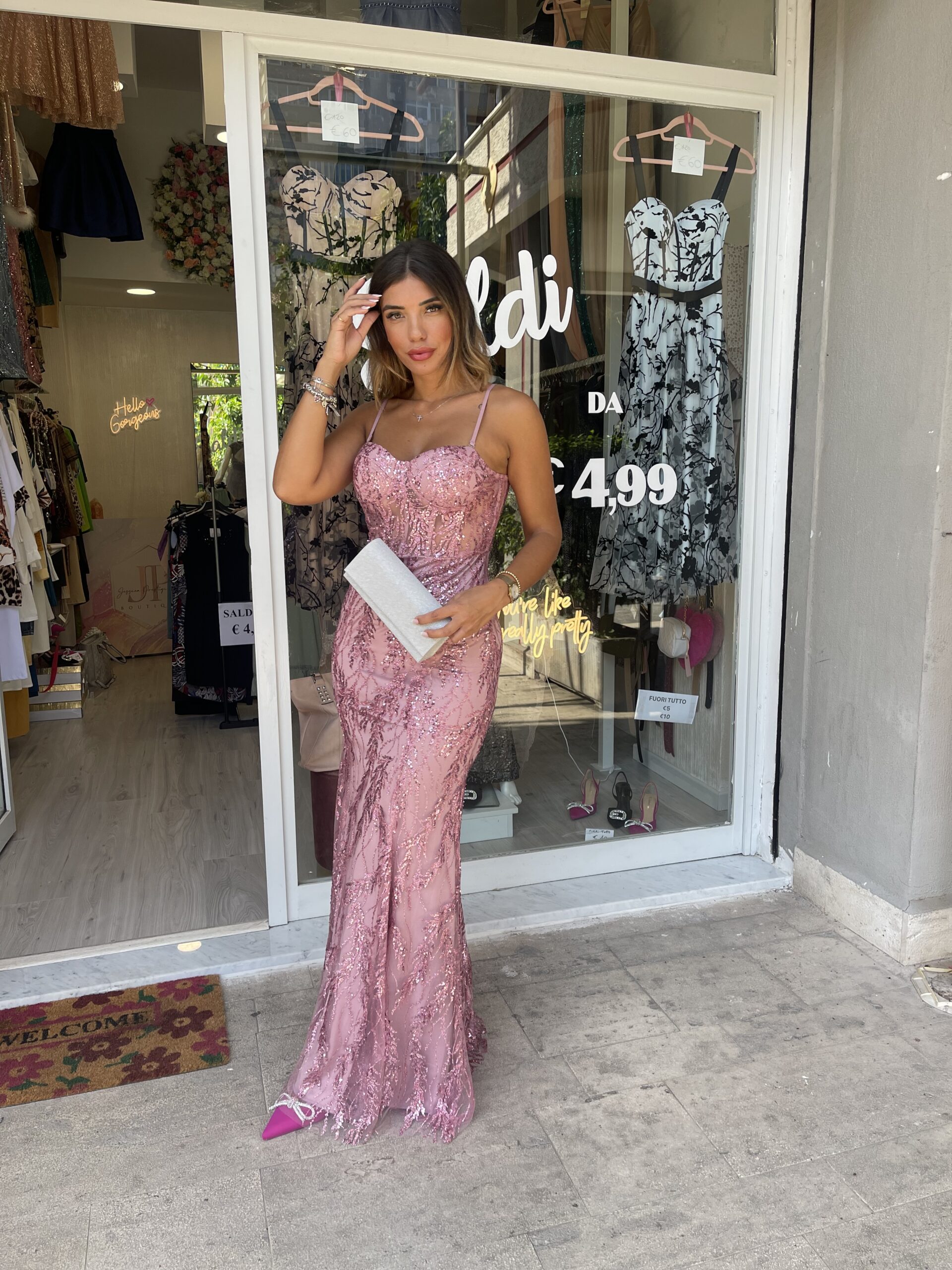 abito a sirena rosa Hot Sale Abito Sirena Rosa Jessica Prestigiacomo Boutique