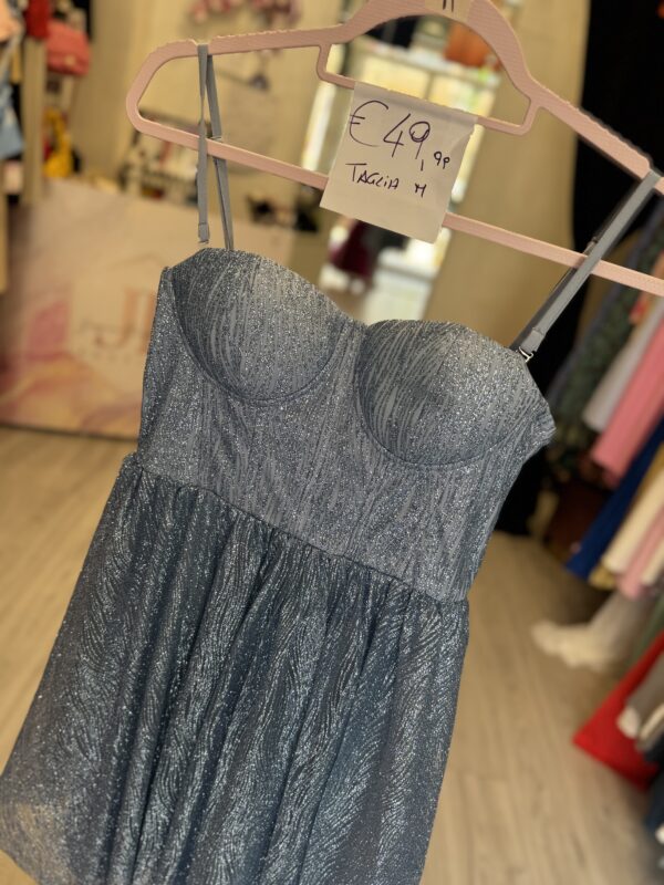 Abito Azzurro Glitter corto - immagine 2