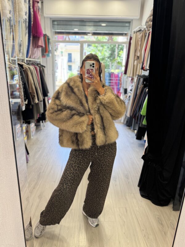 Ecopelliccia Beige/Marrone